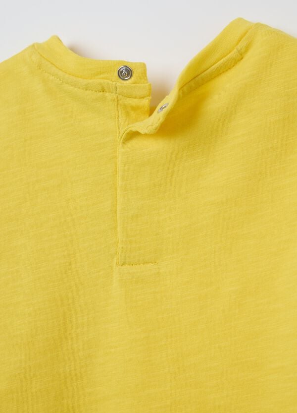 Ovs T-shirt Gialla In Cotone Bio Con Tasca