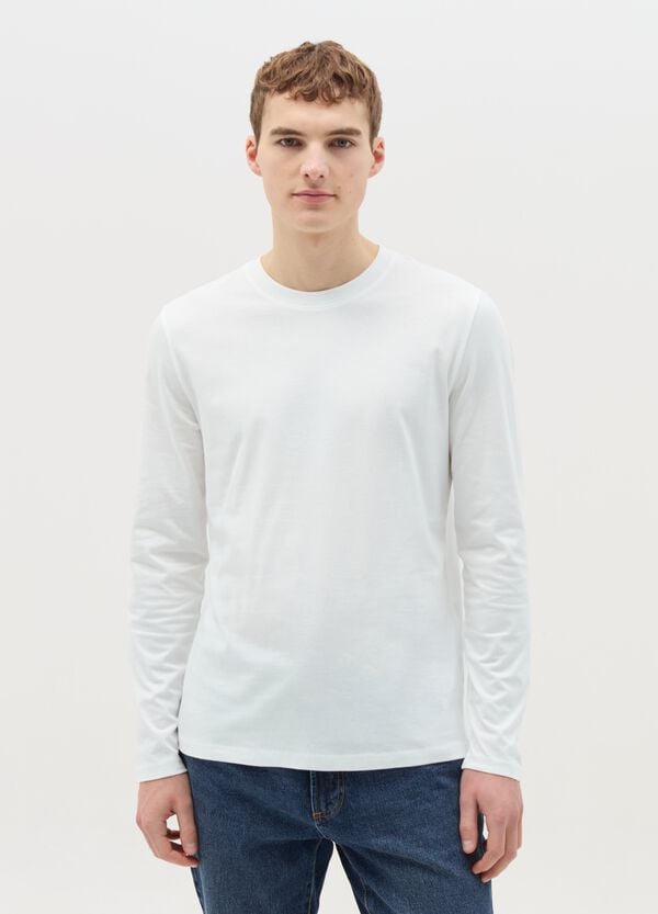 Ovs T-shirt girocollo a maniche lunghe in cotone