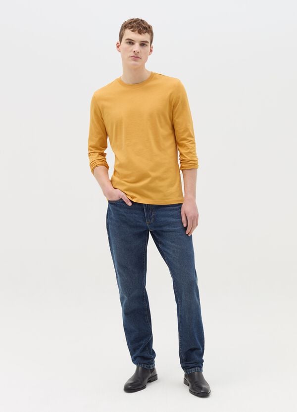 Ovs T-shirt girocollo a maniche lunghe in cotone