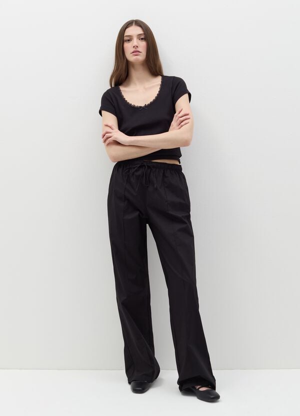 Ovs T-shirt Girocollo Con Pizzo E Fiocchetto