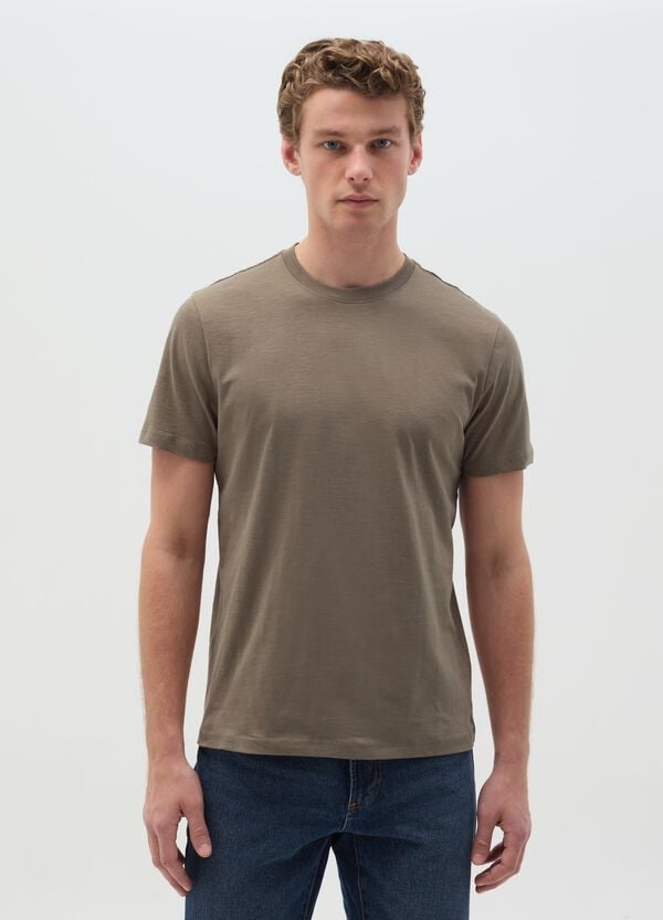 Ovs T-shirt Girocollo In Cotone Slub