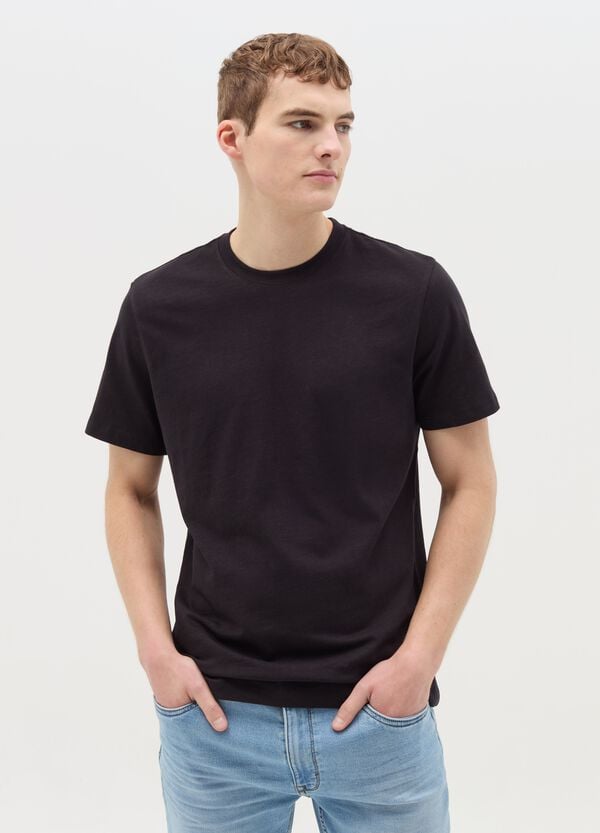 Ovs T-shirt girocollo in cotone slub