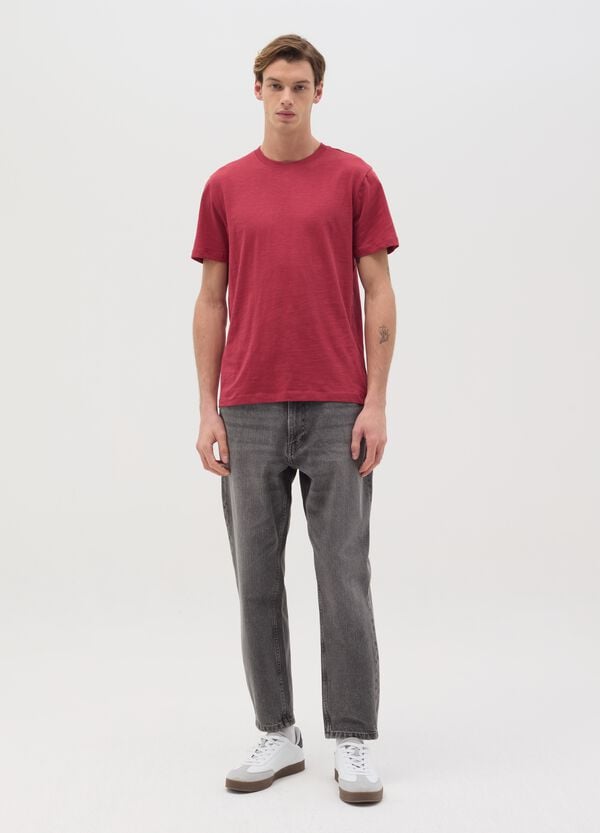 Ovs T-shirt Girocollo In Cotone Slub