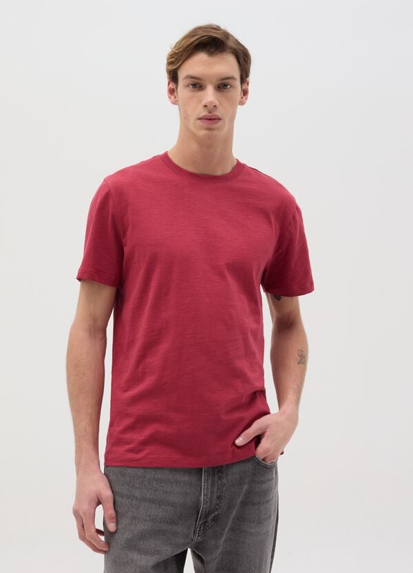 Ovs T-shirt girocollo in cotone slub