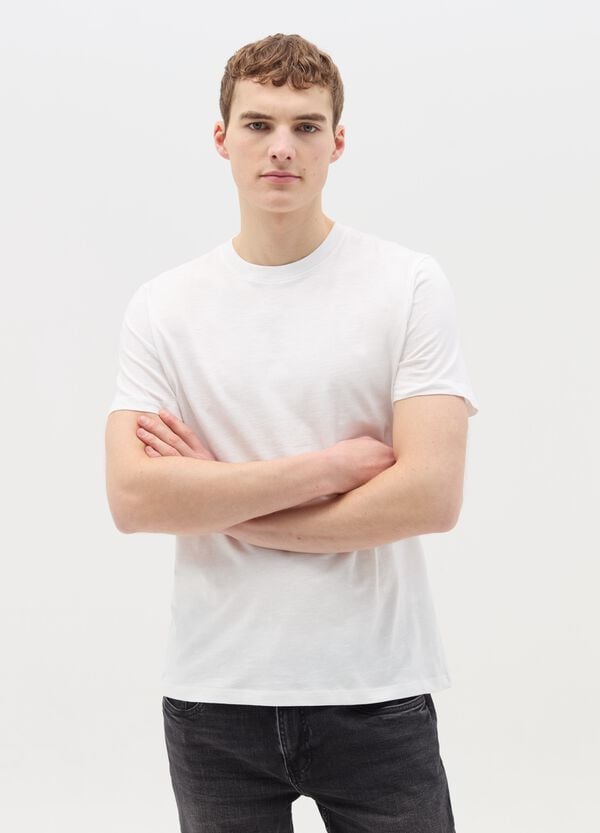 Ovs T-shirt girocollo in cotone slub