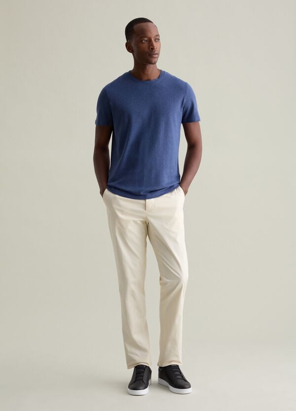 Ovs T-shirt Girocollo In Lino E Cotone
