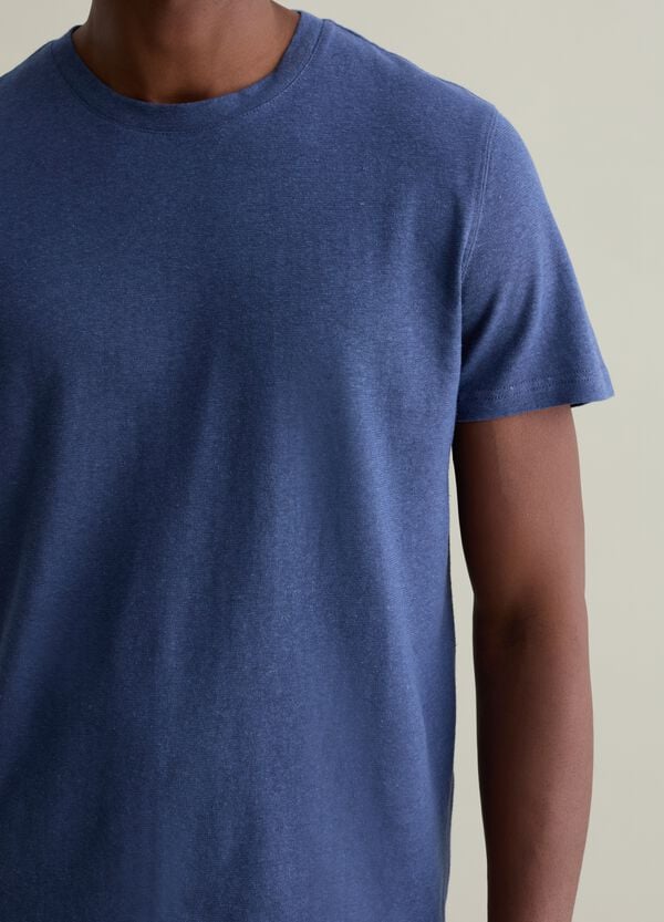 Ovs T-shirt Girocollo In Lino E Cotone