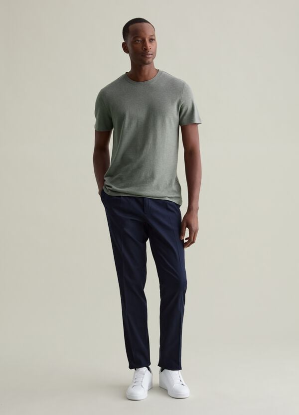 Ovs T-shirt Girocollo In Lino E Cotone