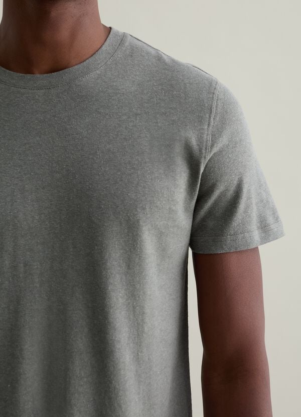 Ovs T-shirt Girocollo In Lino E Cotone