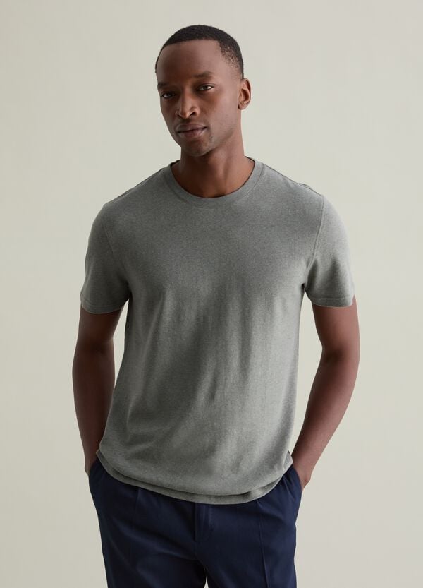 Ovs T-shirt girocollo in lino e cotone