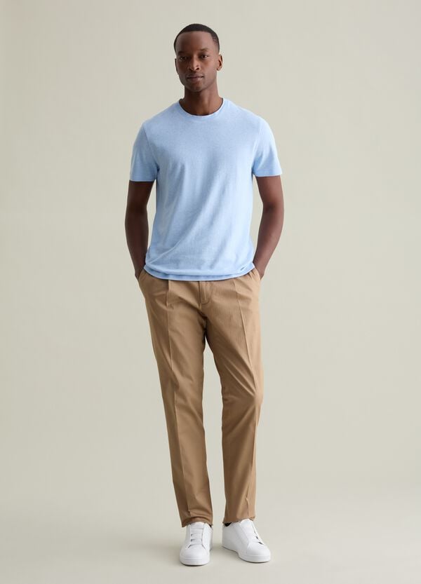 Ovs T-shirt Girocollo In Lino E Cotone