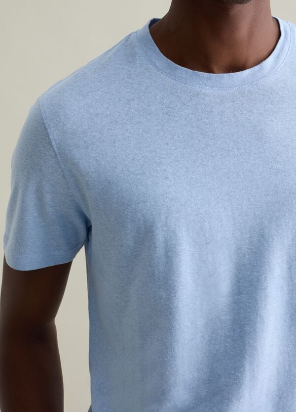 Ovs T-shirt Girocollo In Lino E Cotone