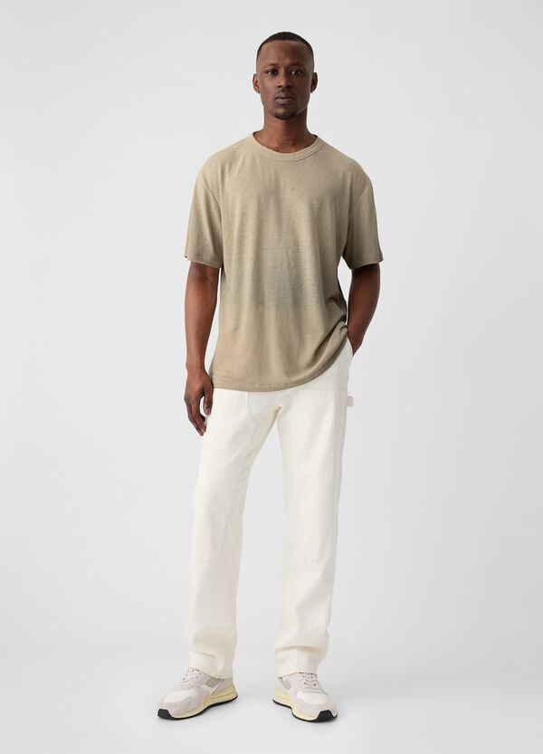 Ovs T-shirt Girocollo In Misto Lino