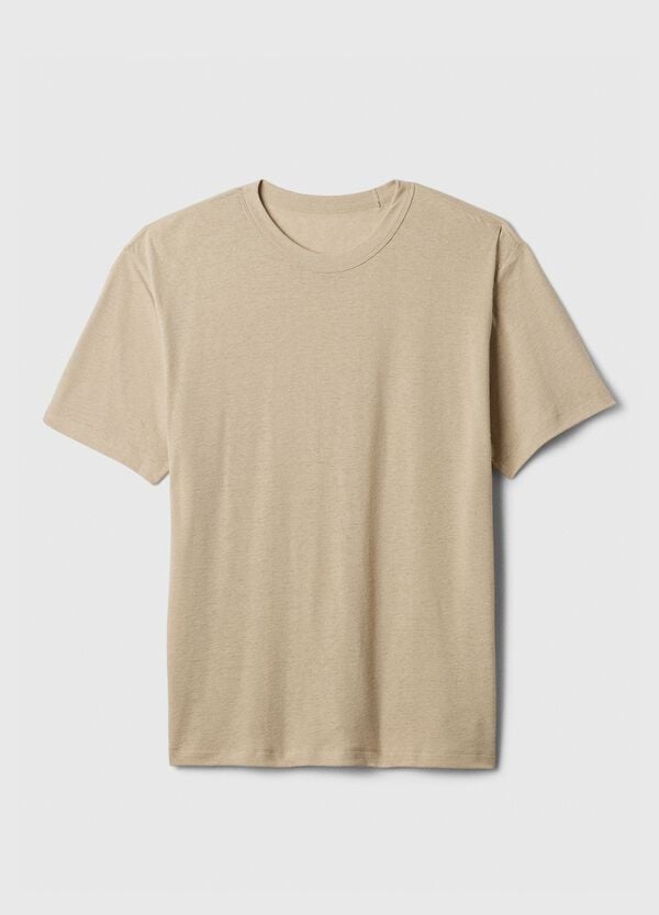 Ovs T-shirt Girocollo In Misto Lino