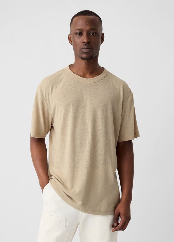 Ovs T-shirt girocollo in misto lino
