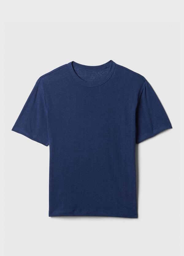 Ovs T-shirt Girocollo In Misto Lino