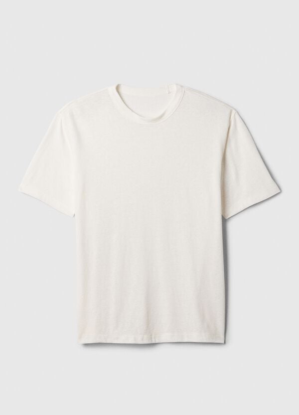 Ovs T-shirt Girocollo In Misto Lino