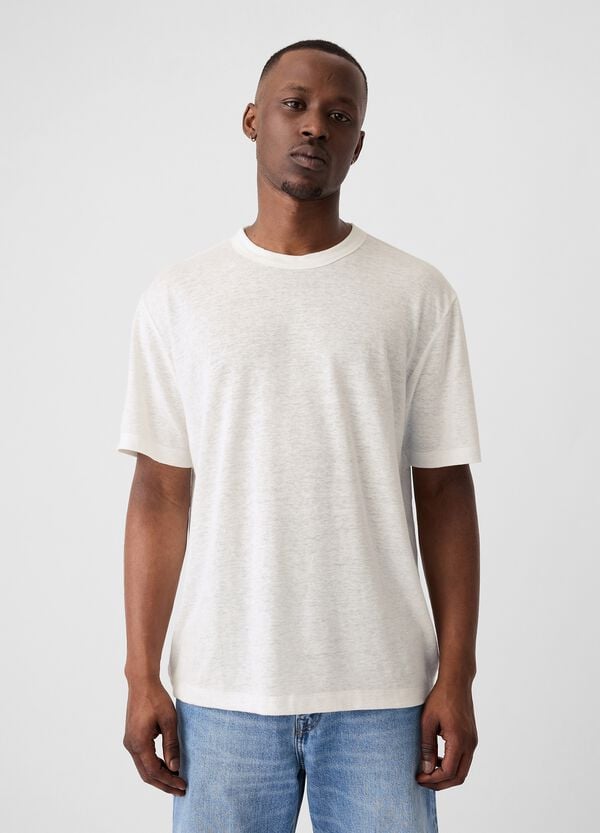Ovs T-shirt girocollo in misto lino