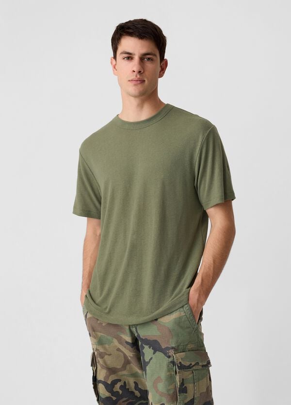 Ovs T-shirt girocollo in misto lino