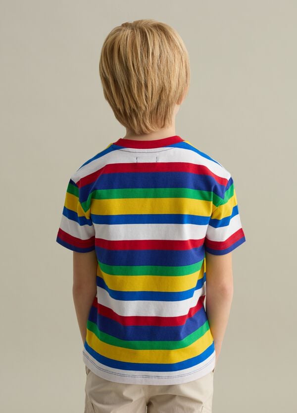 Ovs T-shirt In Cotone A Righe Con Ricamo Logo