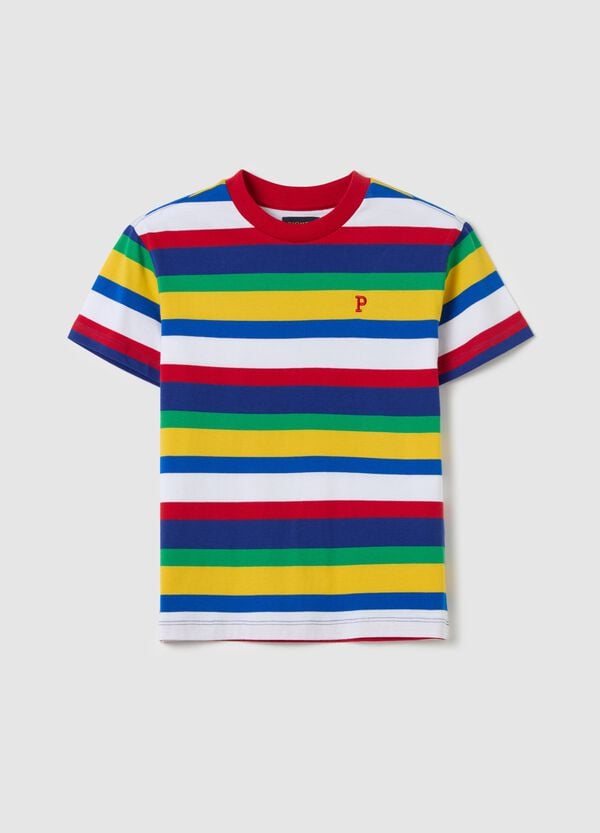 Ovs T-shirt In Cotone A Righe Con Ricamo Logo