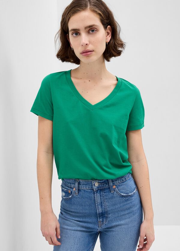 Ovs T-shirt in cotone bio con scollo a V