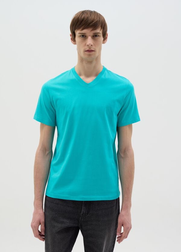 Ovs T-shirt in cotone bio con scollo a V