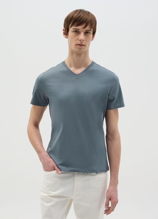 Ovs T-shirt in cotone bio con scollo a V