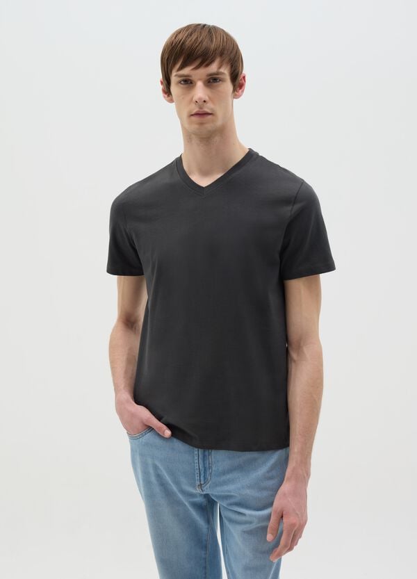 Ovs T-shirt in cotone bio con scollo a V