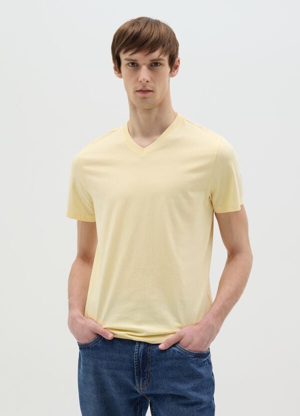 Ovs T-shirt in cotone bio con scollo a V