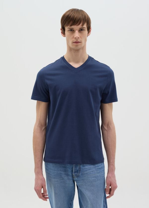 Ovs T-shirt in cotone bio con scollo a V