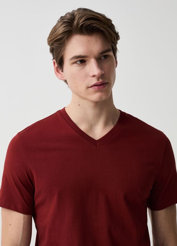 Ovs T-shirt in cotone bio con scollo a V