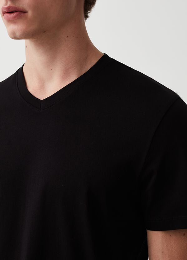 Ovs T-shirt In Cotone Bio Con Scollo A V