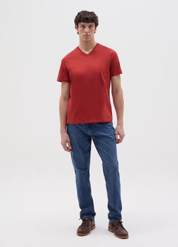 Ovs T-shirt in cotone bio con scollo a V