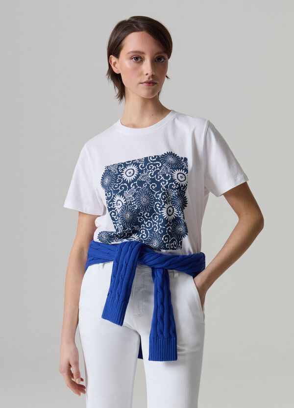 Ovs T-shirt In Cotone Bio Con Stampa Floreale