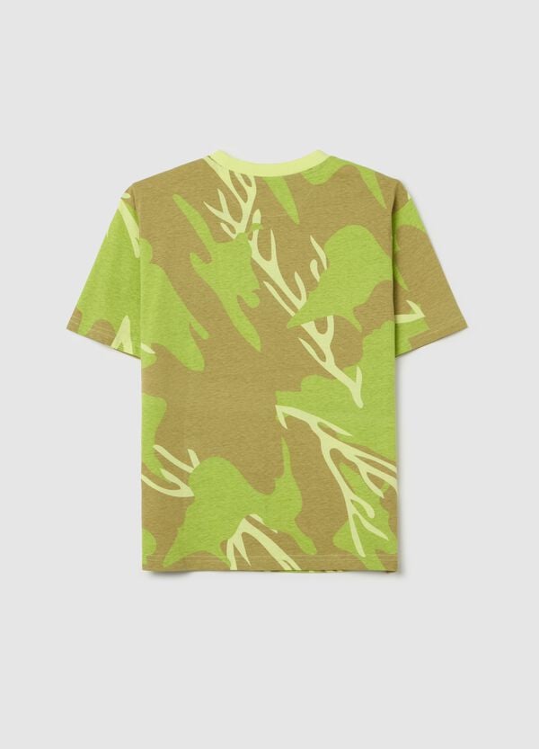 Ovs T-shirt In Cotone Camouflage Con Stampa Logo