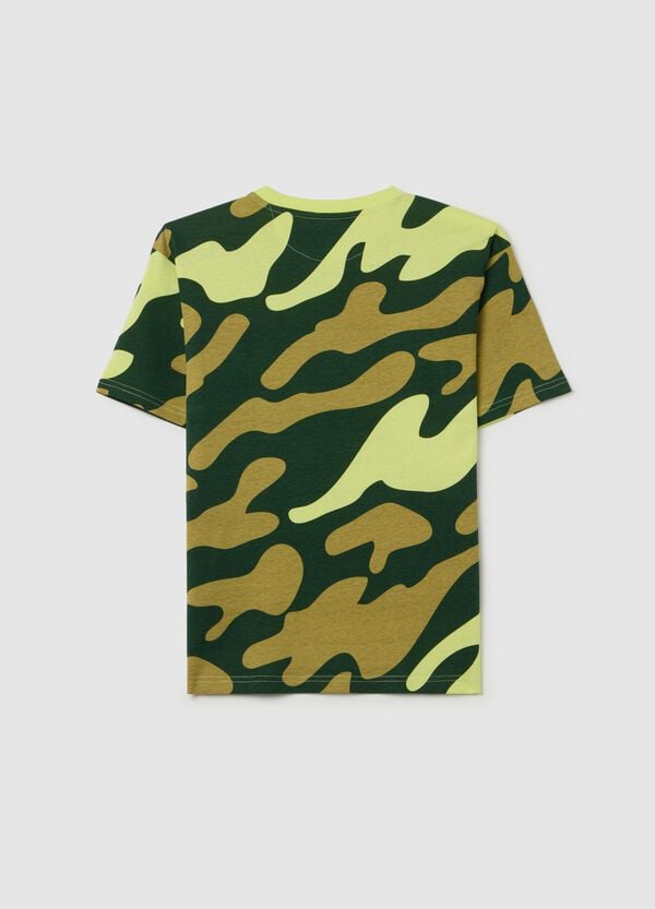 Ovs T-shirt In Cotone Camouflage Con Stampa Logo