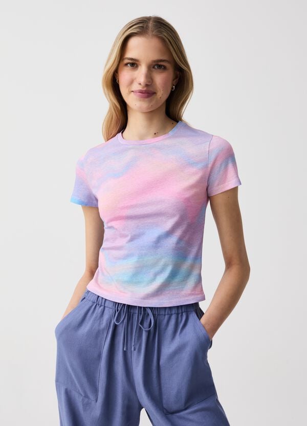 Ovs T-shirt In Cotone Con Fantasia Tie Dye