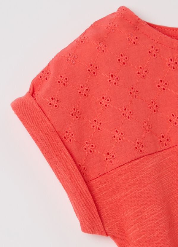 Ovs T-shirt In Cotone Con Inserto Sangallo