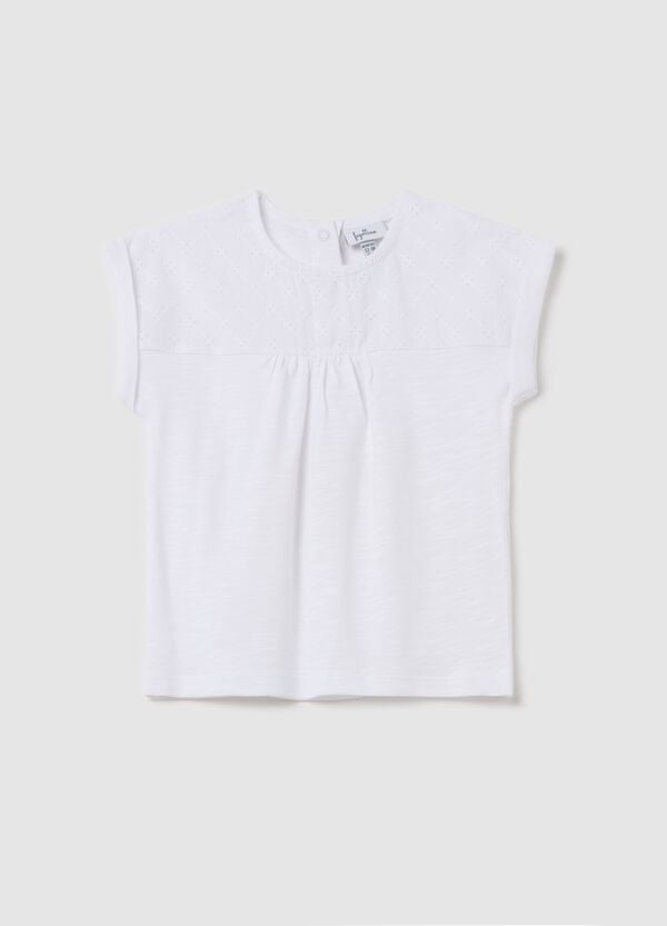 Ovs T-shirt in cotone con inserto sangallo
