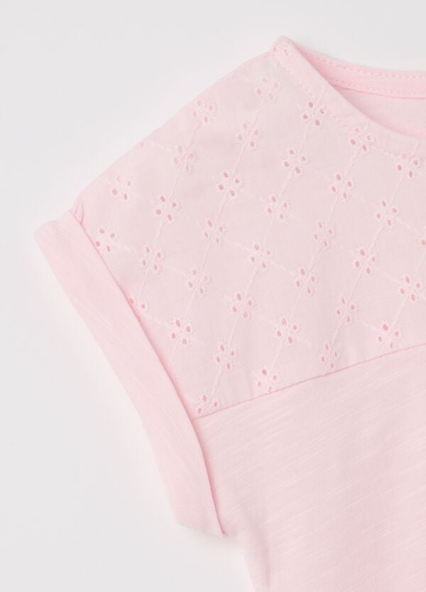 Ovs T-shirt In Cotone Con Inserto Sangallo