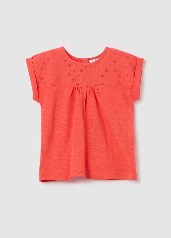 Ovs T-shirt in cotone con inserto sangallo