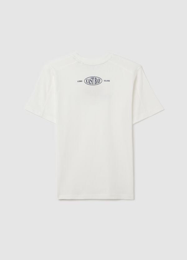 Ovs T-shirt In Cotone Con Ricamo "East Bay" Bianco