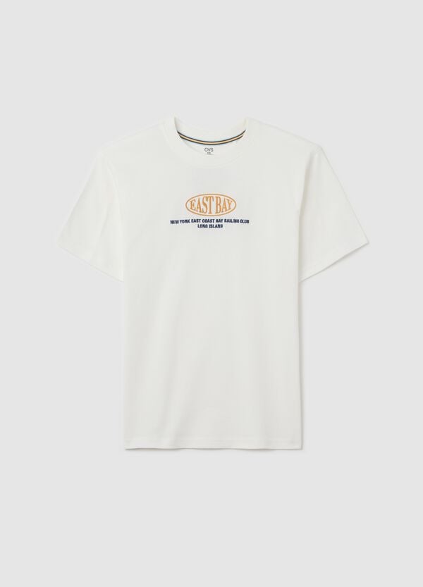 Ovs T-shirt in cotone con ricamo "East Bay" bianco
