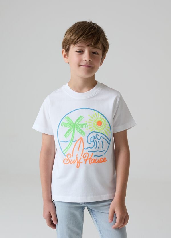 Ovs T-shirt in cotone con ricamo motivo surf