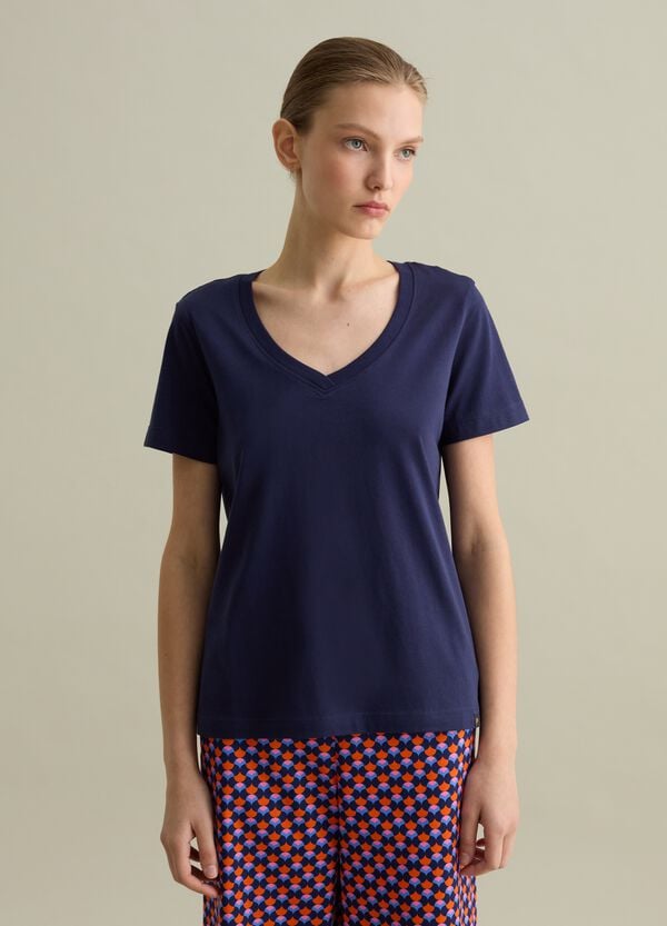 Ovs T-shirt in cotone con scollo a V