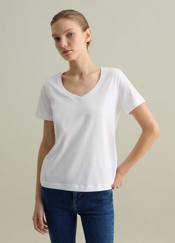 Ovs T-shirt In Cotone Con Scollo A V