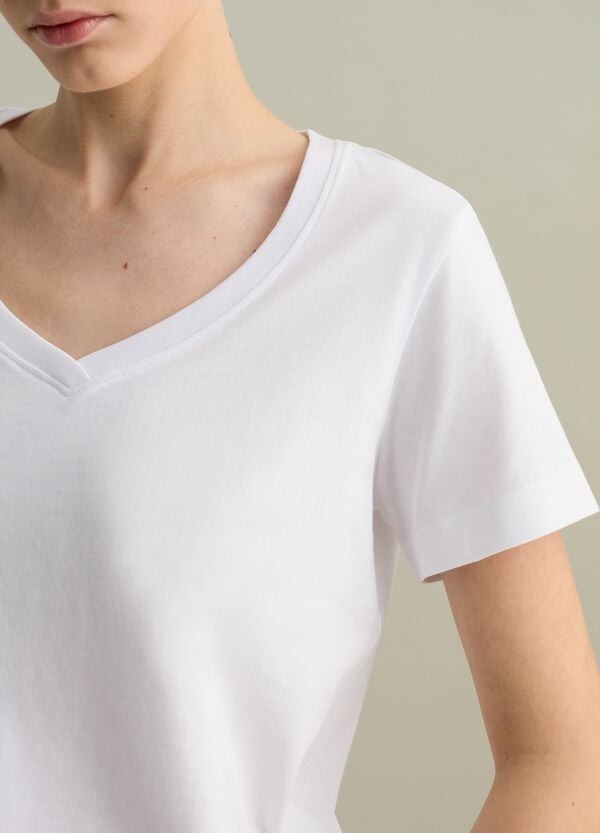 Ovs T-shirt In Cotone Con Scollo A V