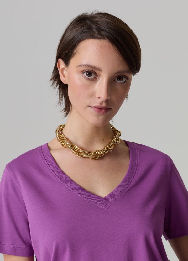 Ovs T-shirt In Cotone Con Scollo A V