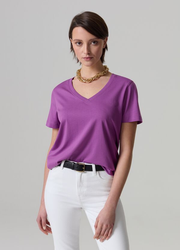 Ovs T-shirt in cotone con scollo a V